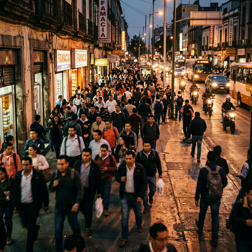 Anonymous men walking through a city
