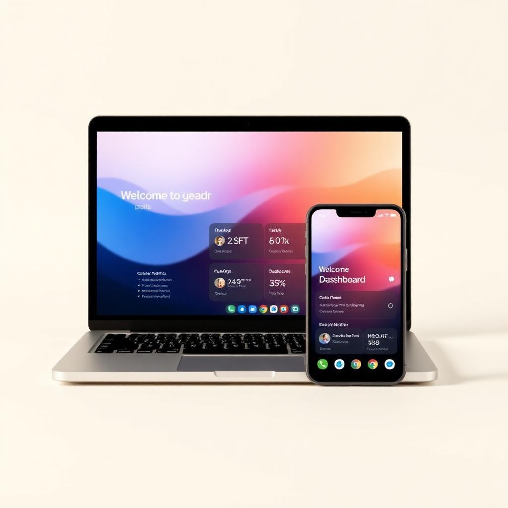 Members area mockup on laptop and phone